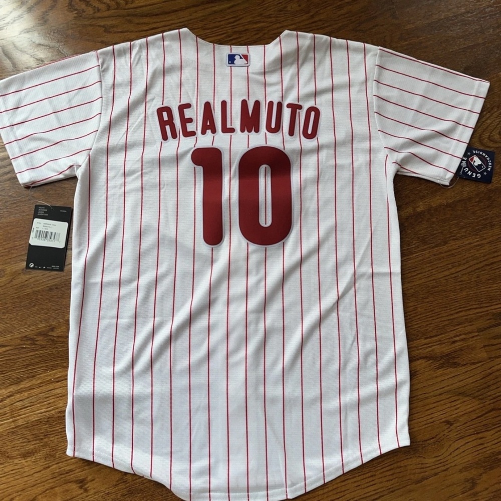 Nike JT Realmuto Philadelphia Phillies Kids White and Red Jersey